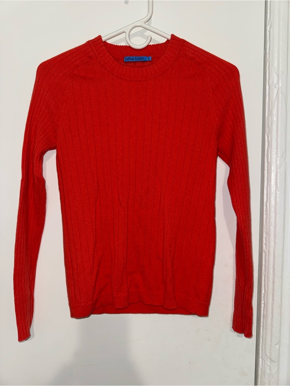 J. McLaughlin Coral Ribbed Sweater XS Long Sleeve Knit Top (has holes)see photos